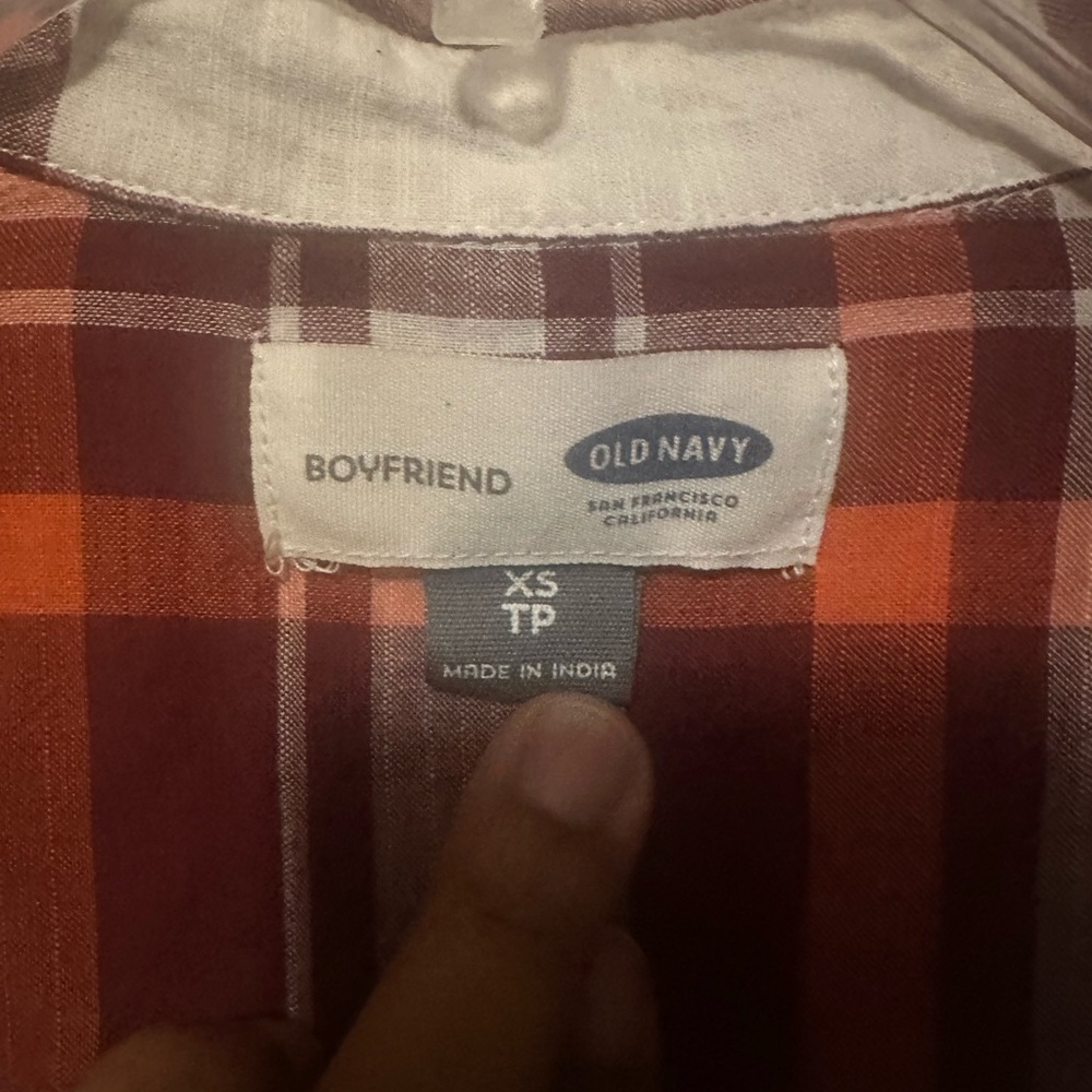Old Navy womens Casual Plaid Shirt - Red and Orange